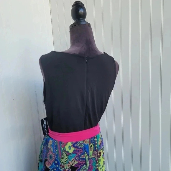 NWT RN Studio Ronni Nicole Black Multi Slevelesa Tie Design Long Maxi Dress 12 - Picture 4 of 10